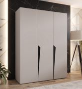 Armadio ad ante battenti "Rida" 02, color cashmere, maniglie: cashmere, 3 ante, 2 scomparti, 2 barre appendiabiti, Sistema "Soft-Close", bordi in ABS, 150 x 52 x 202 cm