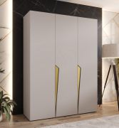 Armadio ad ante battenti "Rida" 02, color cashmere, maniglie: oro, 4 ante, 2 scomparti, 2 barre appendiabiti, Sistema "Soft-Close", bordi in ABS, 150 x 52 x 202 cm