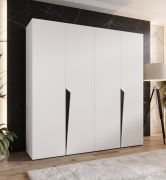 Armadio ad ante battenti "Rida" 03, bianco, maniglie: nere, 4 ante, 2 scomparti, 2 barre appendiabiti, Sistema "Soft-Close", bordi in ABS, 200 x 52 x 202 cm