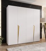 Armadio ad ante battenti "Rida" 03, bianco, maniglie: oro, 4 ante, 2 scomparti, 2 barre appendiabiti, Sistema "Soft-Close", bordi in ABS, 200 x 52 x 202 cm