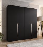 Armadio ad ante battenti "Rida" 03, color cashmere, maniglie: cashmere, 4 ante, 2 scomparti, 2 barre appendiabiti, Sistema "Soft-Close", bordi in ABS, 200 x 52 x 202 cm