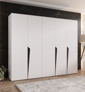 Armadio ad ante battenti "Rida" 04, bianco, maniglie: nere, 5 ante, 3 scomparti, 3 barre appendiabiti, Sistema "Soft-Close", bordi in ABS, 250 x 52 x 202 cm