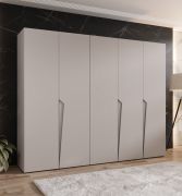 Armadio ad ante battenti "Rida" 04, color cashmere, maniglie: cashmere, 5 ante, 3 scomparti, 3 barre appendiabiti, Sistema "Soft-Close", bordi in ABS, 250 x 52 x 202 cm