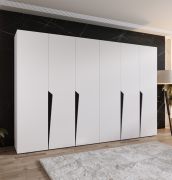 Armadio ad ante battenti "Rida" 05, bianco, maniglie: nero, 4 scomparti, 4 barre appendiabiti, Sistema "Soft-Close", bordi in ABS, 300 x 52 x 202 cm
