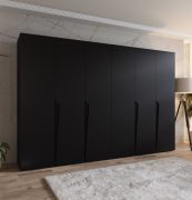 Armadio ad ante battenti "Rida" 05, nero, maniglie: nere, 4 scomparti, 4 barre appendiabiti, Sistema "Soft-Close", bordi in ABS, 300 x 52 x 202 cm