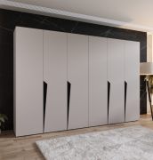 Armadio ad ante battenti "Rida" 05, color cashmere, maniglie: nere, 4 scomparti, 4 barre appendiabiti, Sistema "Soft-Close", bordi in ABS, 300 x 52 x 202 cm