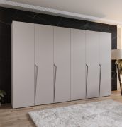 Armadio ad ante battenti "Rida" 05, color cashmere, maniglie: cashmere, 4 scomparti, 4 barre appendiabiti, Sistema "Soft-Close", bordi in ABS, 300 x 52 x 202 cm
