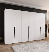 Armadio ad ante battenti "Rida" 06, bianco, maniglie: nere, 3 scomparti, 3 barre appendiabiti, Sistema "Soft-Close", bordi in ABS, 300 x 52 x 202 cm