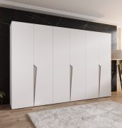 Armadio ad ante battenti "Rida" 06, bianco, maniglie: cashmere, 3 scomparti, 3 barre appendiabiti, Sistema "Soft-Close", bordi in ABS, 300 x 52 x 202 cm
