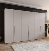 Armadio ad ante battenti "Rida" 06, color cashmere, maniglie: cashmere, 3 scomparti, 3 barre appendiabiti, Sistema "Soft-Close", bordi in ABS, 300 x 52 x 202 cm