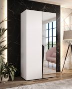 Armadio ad ante battenti "Rida" 07, bianco, maniglie: nero, 2 ante di cui 1 a specchio, 1 scomparto, 1 barra appendiabiti, Sistema "Soft-Close", bordi in ABS, 100 x 52 x 202 cm