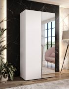 Armadio ad ante battenti "Rida" 07, bianco, maniglie: cashmere, 2 ante di cui 1 a specchio, 1 scomparto, 1 barra appendiabiti, Sistema "Soft-Close", bordi in ABS, 100 x 52 x 202 cm