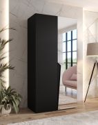 Armadio ad ante battenti "Rida" 07, nero, maniglie: nero, 2 ante di cui 1 a specchio, 1 scomparto, 1 barra appendiabiti, Sistema "Soft-Close", bordi in ABS, 100 x 52 x 202 cm