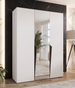 Armadio ad ante battenti "Rida" 08, bianco, maniglie: nero, 3 ante di cui 1 a specchio, 2 scomparti, 2 barre appendiabiti, Sistema "Soft-Close", bordi in ABS, 150 x 52 x 202 cm
