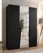 Armadio ad ante battenti "Rida" 08, nero, maniglie: nere, 3 ante di cui 1 a specchio, 2 scomparti, 2 barre appendiabiti, Sistema "Soft-Close", bordi in ABS, 150 x 52 x 202 cm