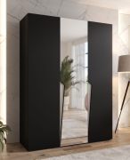 Armadio ad ante battenti "Rida" 08, nero, maniglie: cashmere, 3 ante di cui 1 a specchio, 2 scomparti, 2 barre appendiabiti, Sistema "Soft-Close", bordi in ABS, 150 x 52 x 202 cm