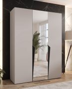 Armadio ad ante battenti "Rida" 08, color cashmere, maniglie: nero, 3 ante di cui 1 a specchio, 2 scomparti, 2 barre appendiabiti, Sistema "Soft-Close", bordi in ABS, 150 x 52 x 202 cm