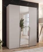 Armadio ad ante battenti "Rida" 08, color cashmere, maniglie: cashmere, 3 ante di cui 1 a specchio, 2 scomparti, 2 barre appendiabiti, Sistema "Soft-Close", bordi in ABS, 150 x 52 x 202 cm