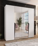 Armadio ad ante battenti "Rida" 09, bianco, maniglie: nere, 4 ante di cui 2 a specchio, 2 scomparti, 2 barre appendiabiti, Sistema "Soft-Close", bordi in ABS, 200 x 52 x 202 cm