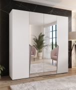 Armadio ad ante battenti "Rida" 09, bianco, maniglie: cashmere, 4 ante di cui 2 a specchio, 2 scomparti, 2 barre appendiabiti, Sistema "Soft-Close", bordi in ABS, 200 x 52 x 202 cm