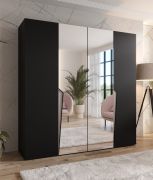 Armadio ad ante battenti "Rida" 09, nero, maniglie: cashmere, 4 ante di cui 2 a specchio, 2 scomparti, 2 barre appendiabiti, Sistema "Soft-Close", bordi in ABS, 200 x 52 x 202 cm