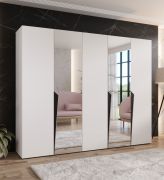 Armadio ad ante battenti "Rida" 10, bianco, maniglie: nero, 5 ante di cui 2 a specchio, 3 ripiani, 3 barre appendiabiti, Sistema "Soft-Close", bordi in ABS, 250 x 52 x 202 cm