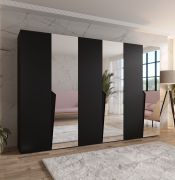 Armadio ad ante battenti "Rida" 12, bianco, maniglie: oro, 3 ante a specchio, 3 scomparti, 3 barre appendiabiti, Sistema "Soft-Close", 300 x 52 x 202 cm