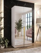 Armadio con ante a specchio "Rida" 13, bianco, maniglie: oro, 1 ripiano, 1 barra appendiabiti, Sistema "Soft-Close", bordi in ABS, 100 x 52 x 202 cm