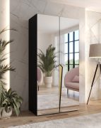 Armadio con ante a specchio "Rida" 13, nero, maniglie: oro, 1 ripiano, 1 barra appendiabiti, Sistema "Soft-Close", bordi in ABS, 100 x 52 x 202 cm