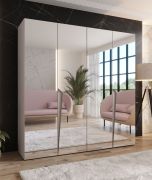 Armadio con ante a specchio "Rida" 15, color cashmere, maniglie: cashmere, 4 ante, 2 scomparti, 2 barre appendiabiti, Sistema "Soft-Close", bordi in ABS, 200 x 52 x 202 cm