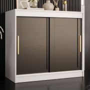 Cassettiera moderna con ante scorrevoli | Bianco opaco e nero opaco | 100 x 100 x 45 cm | 4 scomparti | Liskamm 50