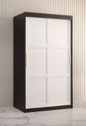 Armadio moderno Liskamm 03 | Nero opaco e bianco opaco | 200 x 100 x 62 cm | 5 scomparti, 2 barre appendiabiti