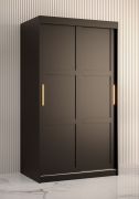 Armadio moderno nero opaco | 200 x 100 x 62 cm | 5 scomparti | 2 ante scorrevoli | Liskamm 04