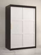 Armadio Liskamm 07 | Nero opaco/Bianco opaco | 200 x 120 x 62 cm | 5 scomparti | 2 barre appendiabiti