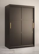 Armadio Liskamm 08 nero opaco | 200 x 120 x 62 cm | 2 ante scorrevoli | Moderno e spazioso