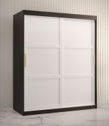 Armadio moderno nero opaco/bianco opaco Liskamm 11 | 200 x 150 x 62 cm | 5 scomparti, 2 barre appendiabiti