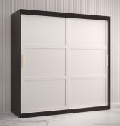 Armadio Liskamm 15 | 10 scomparti | 2 ante scorrevoli | Nero opaco/Bianco opaco | 200 x 180 x 62 cm