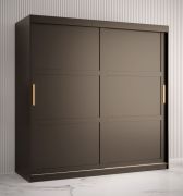 Armadio Liskamm 16 nero opaco | 200x180x62 cm | 10 scomparti | 2 ante scorrevoli