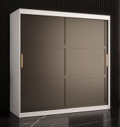 Armadio moderno 10 scomparti Liskamm 14 | Bianco opaco / Nero opaco | 200 x 180 x 62 cm | Spazioso e organizzato