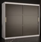 Armadio moderno Liskamm 18 bianco opaco/nero opaco | 200 x 200 x 62 cm | 10 scomparti, 2 barre appendiabiti