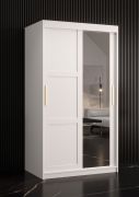Armadio stretto Liskamm 25 | Anta a specchio | Bianco opaco | 200 x 100 x 62 cm | 5 scomparti