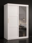 Armadio con anta a specchio Liskamm 29 | Bianco opaco | 200 x 120 x 62 cm | 5 scomparti | Design moderno