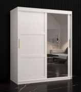 Armadio Liskamm 33 con anta a specchio | Bianco opaco | 200 x 150 x 62 cm | 5 scomparti | 2 barre appendiabiti
