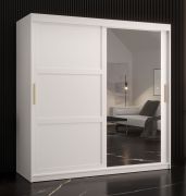 Armadio Liskamm 37 bianco opaco | Ampio spazio | 2 ante scorrevoli con specchio | 200 x 180 x 62 cm