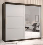Armadio Liskamm 43 moderno | Nero opaco/Bianco opaco | Specchio integrato | 200 x 200 x 62 cm