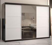 Armadio con anta a specchio Liskamm 47 | Nero opaco/Bianco opaco | 200 x 250 x 62 cm | Ampio spazio e stile moderno