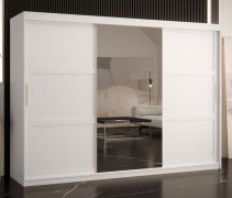 Armadio con anta a specchio Liskamm 45 | Bianco opaco | 200 x 250 x 62 cm | Tre ante scorrevoli