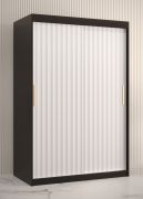Armadio elegante Balmenhorn 55 nero opaco / bianco opaco | 200 x 120 x 62 cm | 5 scomparti, 2 barre appendiabiti
