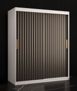Armadio moderno Balmenhorn 58 | Bianco opaco e nero opaco | 200 x 150 x 62 cm | Ampio spazio e organizzazione