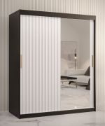 Armadio Balmenhorn 83 | 5 scomparti | Nero opaco/Bianco opaco | Specchio | 200 x 150 x 62 cm